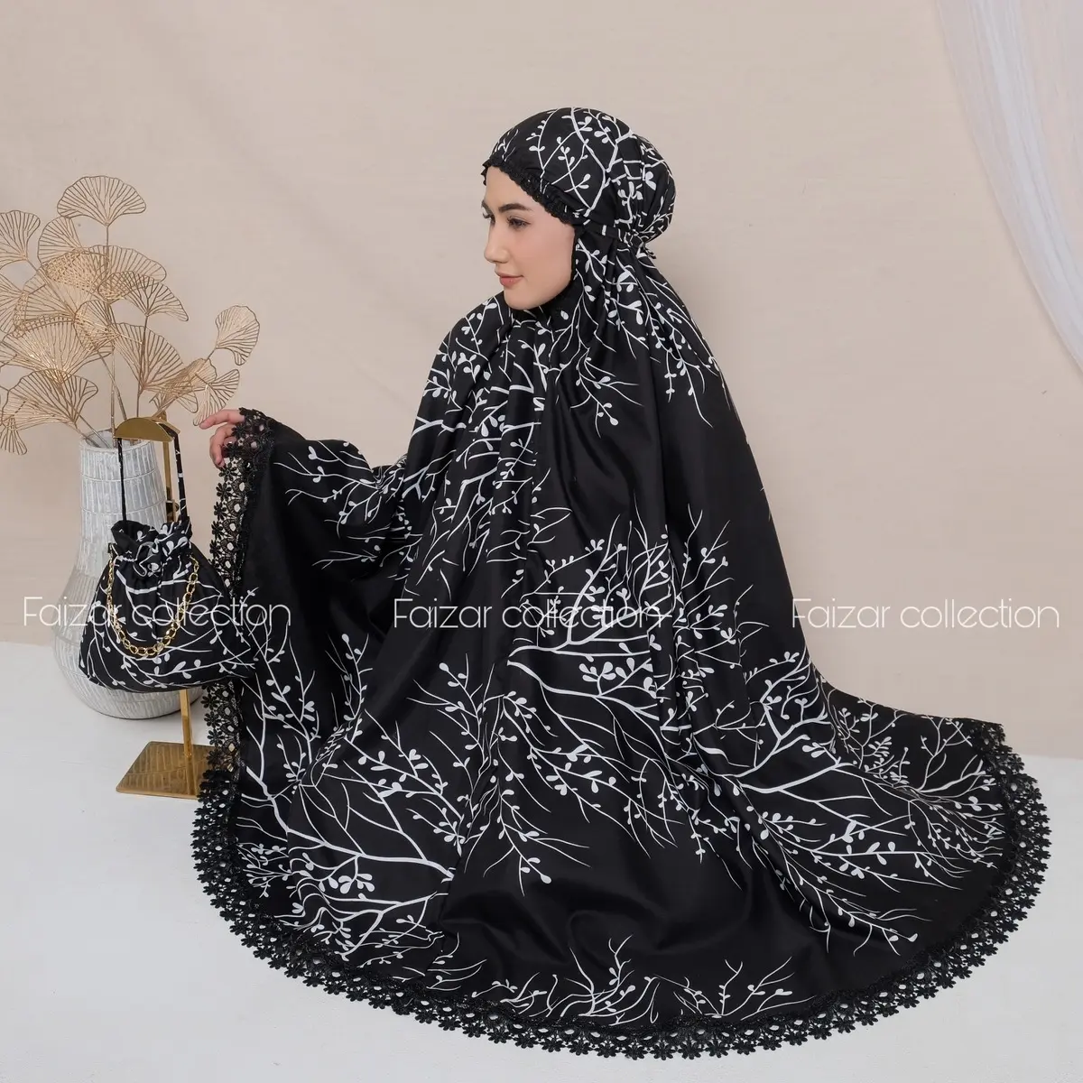 Mukena Dewasa Traveling Sahara Katun Motip Premium Bunga