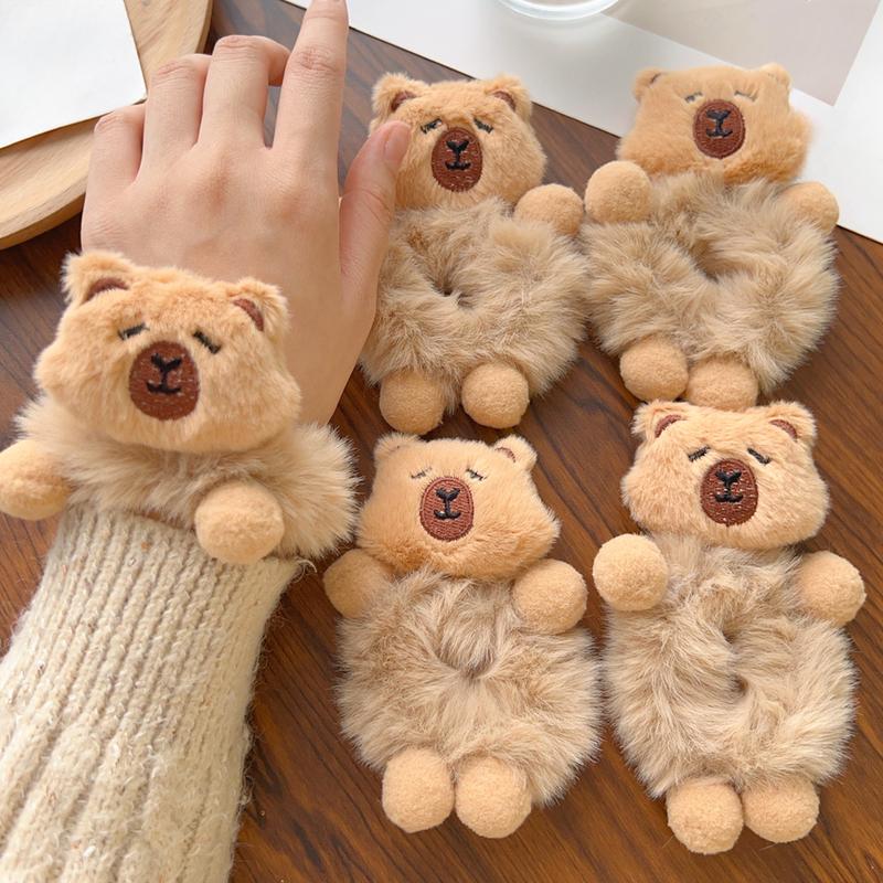 Product Introduction of 1Pc Soft Plush Capybara Hair Accessories Headwear for Women Girls Autumn Winter Cartoon Elastic Hair Rope Hair Tie 20
