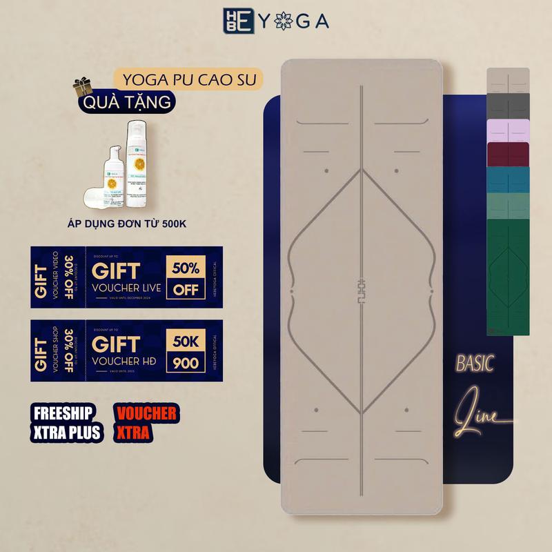 Thảm Tập Yoga Gym Định Tuyến YOGA HBE Pu Cao Su Line Basic 5mm Cao Cấp