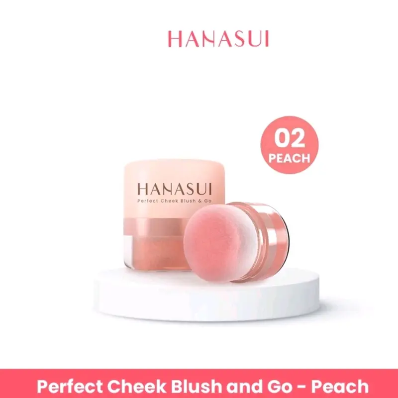 HANASUI PERFECT CHEEK BLUSH & GO POWDER 2.5 gr Bedak Perona Peach Wajah Pewarna  Lasting Compact Kering 2