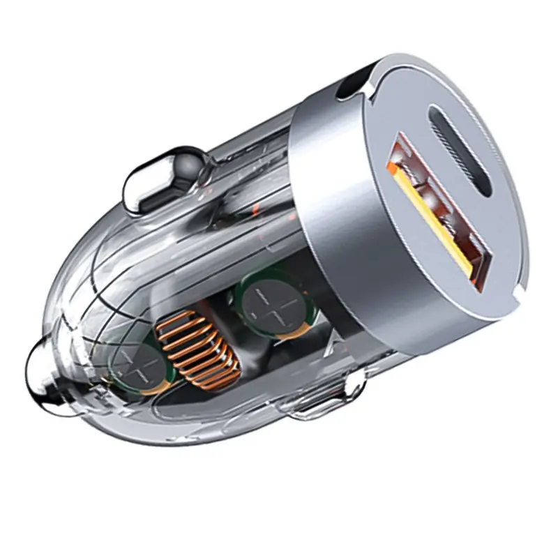 Bộ Chuyển Đổi sạc trên ô tô, Sạc nhanh, Cổng kép 120W, Kích thước nhỏ, Thiết kế trong suốt, Thích hợp cho ô tô 7