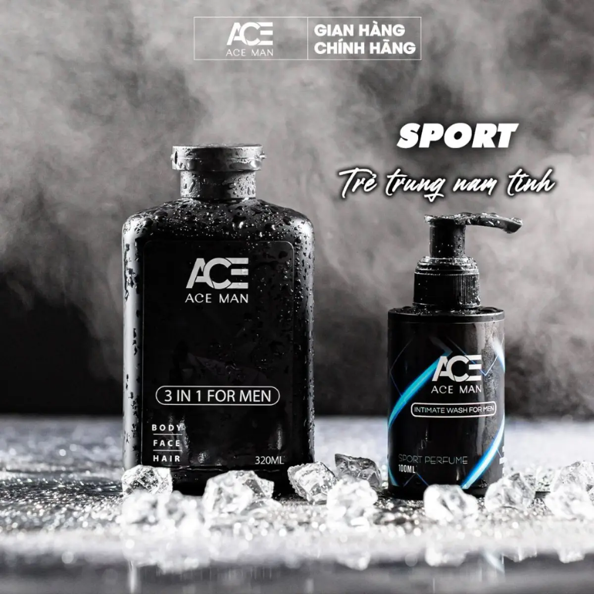 SÉT QUÀ TẶNG COMBO ON TOP ACEMAN - Sữa tắm 3in1 nước hoa nam 320ml & DD vệ sinh dạng Gel  nam 100ml