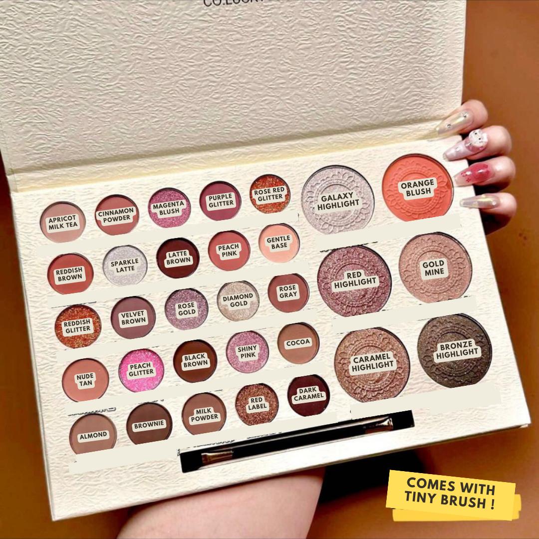 Mugeleen Korean Eyeshadow Lucky Me Palette 31 WARNA Shimmering & Matte Natural Colors Tahan Air & Tahan Keringat untuk Wajah Mugeleen Korean Eyeshadow Lucky Me Palette 31 WARNA Shimmering & Matte Natural Colors Tahan Air & Tahan Keringat untuk Wajah