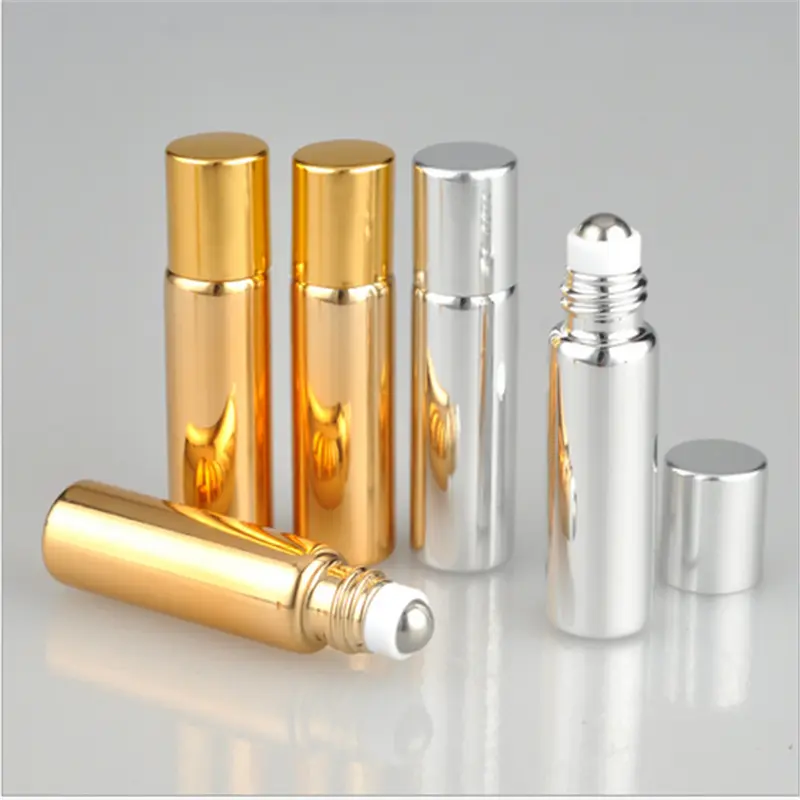 Chai Con Lăn Kim Loại, Thiết Kế Thanh Lịch, Có Thể Nạp Lại, 5ml, Thích Hợp Cho Tinh Dầu, Chăm Sóc Da Và Nước Hoa, Ứng Dụng Dầu Gội Đầu, Được Làm Bằng Thủy Tinh, Con Lăn 4