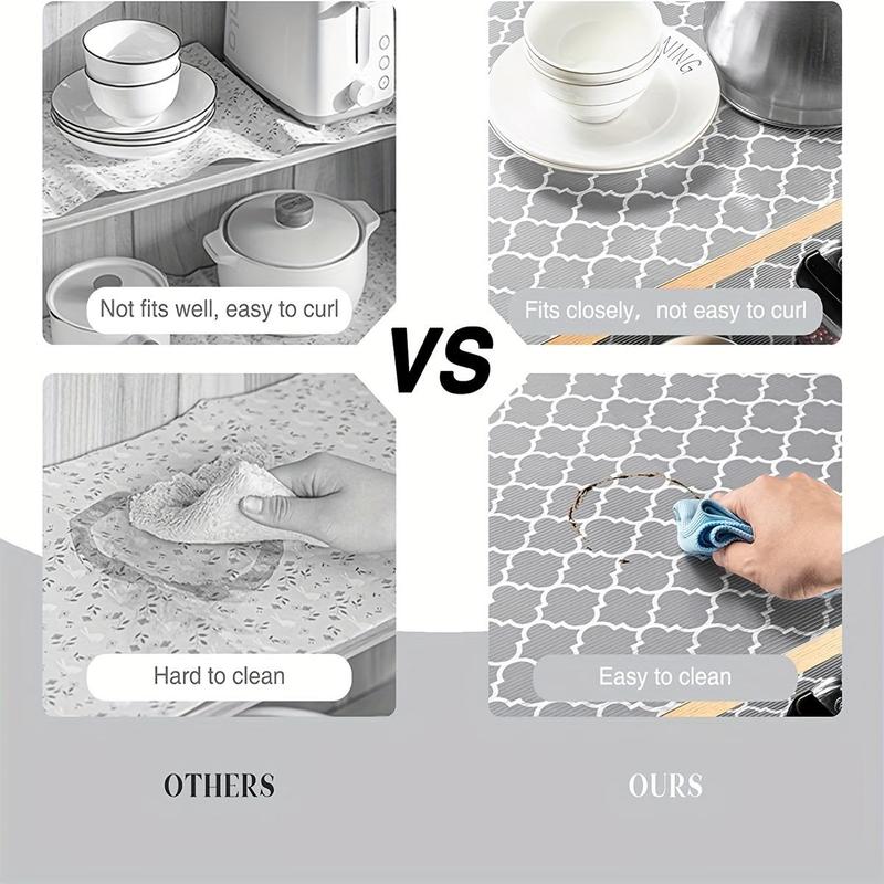 Non Adhesive Shelf Liner, 1 Roll Waterproof & Durable Fridge Table Place Mat, Drawer Liners for Kitchen, Cabinet, Drawer Liner 3