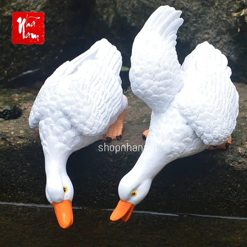 Cặp tượng vịt size lớn bằng resin trang trí vườn cây tiểu cảnh decor nhà cửa 1