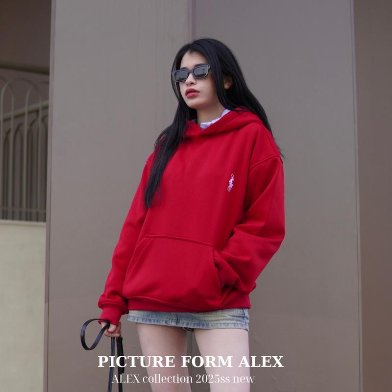 Áo Hoodie nỉ lông cáo 420GSM có mũ có túi COTTON ALEXMAN thêu hình ngựa nam nữ cotton Unisex Local Brand Menswear