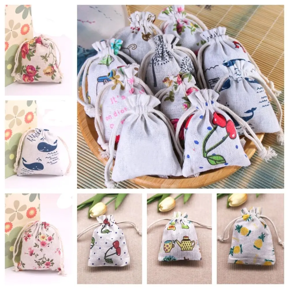Túi Vải Lanh Mini Dây Rút, Đa Năng, Gói Hộp Gói Túi Hoạt Hình, ví đựng tiền Xu Hình Cá Voi Và Dứa, Túi Đựng Đồ Trang Sức, Túi Quà Tặng