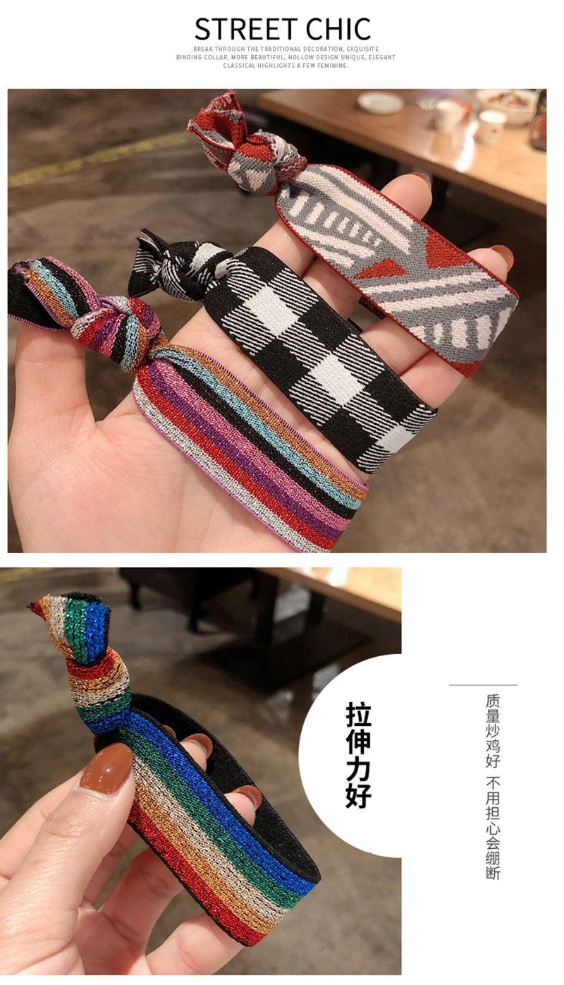 Product Introduction of Korean Style Simple Colorful High Elastic Rubber Band Bracelet Tie up a Bun Hairstyle Leopard Print Hair Rope 7