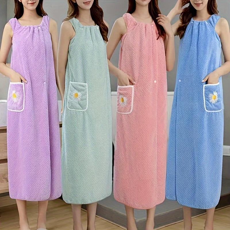 Product Introduction of Women's Flower Pattern Bath Towel Wrap, 1 Count Quick Drying Spa Wrap Towel With Thick Straps, Absorbent Bath Towel For Home Bathroom 15