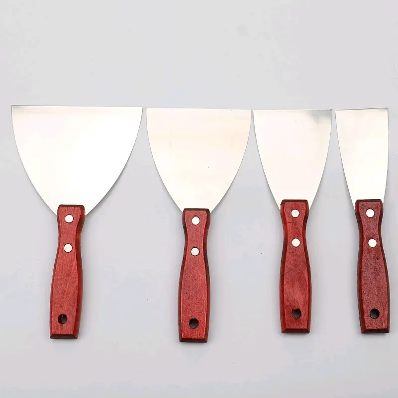 Xúc bột trét inox cán gỗ, dao xúc bột bả, sủi inox gỗ kiểu Nhật 5-15cm 4