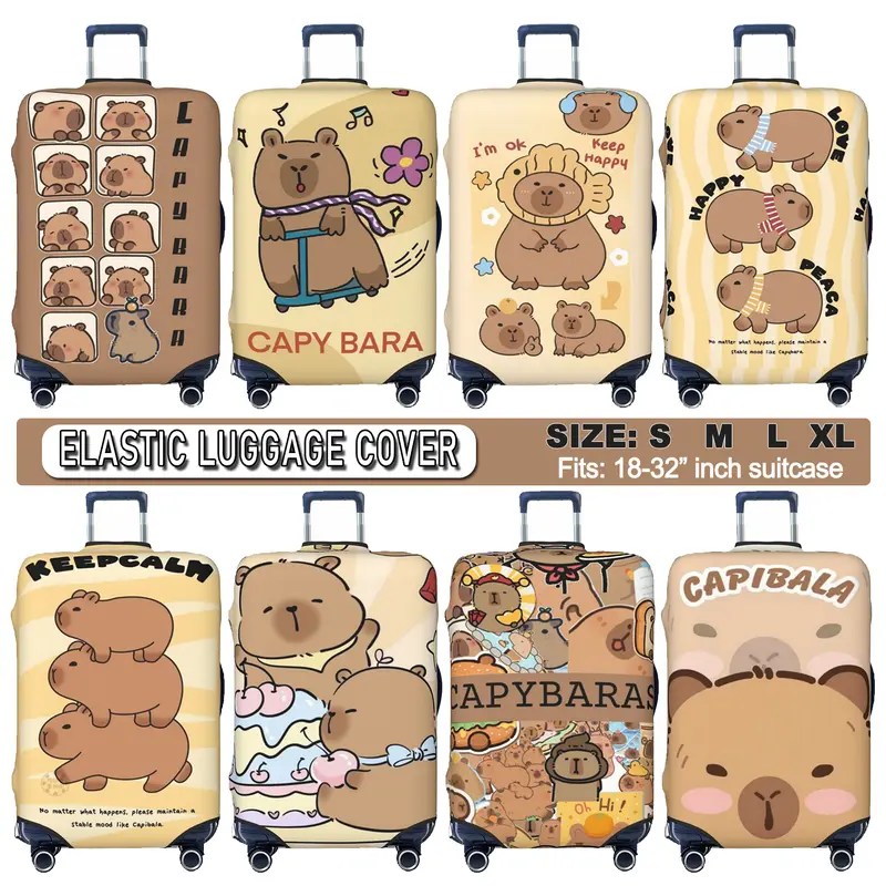 Vỏ Bọc Hành Lý Capybara, Thiết Kế Hoạt Hình Dễ Thương, Bảo Vệ Vali Hoạt Hình, Dày Và Chống Trầy Xước, Vừa Vali Du Lịch 18-32 Inch, Vỏ Bọc 0