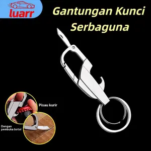 [Luarr]  Gantungan kunci multi-fungsi portabel, alat praktis untuk membuka paket, gantungan kunci logam, gantungan kunci mobil dan motor kreatif tiga-dalam-satu untuk membuka paket dan tutup botol
