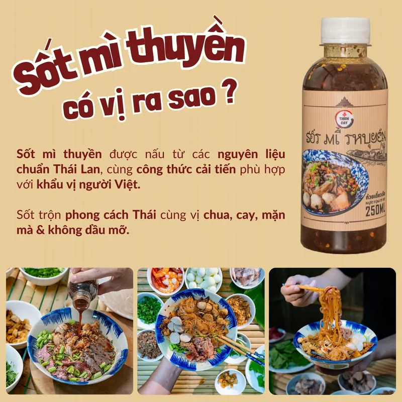 Combo Sốt mì thuyền boat noodles 250ml và Sa tế Sò điệp 250g trộn mì, hủ tiếu tiện lợi Gia Vị 3