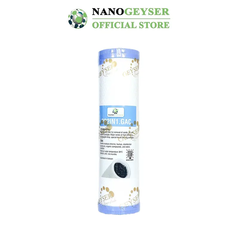 Bộ 3 lõi lọc nước 123 dùng cho các dòng máy NANO, Lõi PP.2IN1.GAC, Cation, Aragon Nano Geyser 2