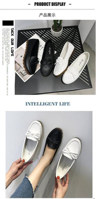 Product Introduction of Gommino Female 2024 Spring New Flat Shoes Beef Tendon Soft Bottom Slip-on Lofter Mother White Nurses' Shoes 11