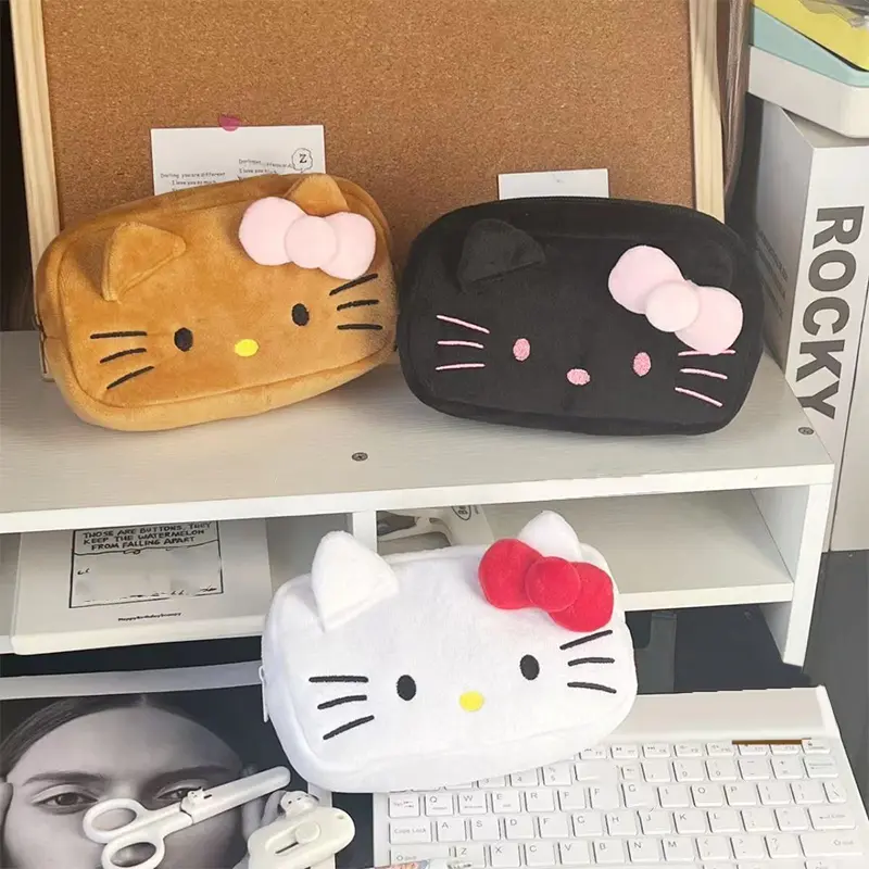 Hộp Đựng Bút Chì Nhồi Bông Hello Kitty Mèo, Thiết Kế Dễ Thương Sanrio, Cinnamoroll, Túi Đựng Mỹ Phẩm Trang Điểm, Dành Cho Bé Gái, Người Sắp Xếp, Văn Phòng Phẩm, Túi Đựng Đồ Du Lịch 3