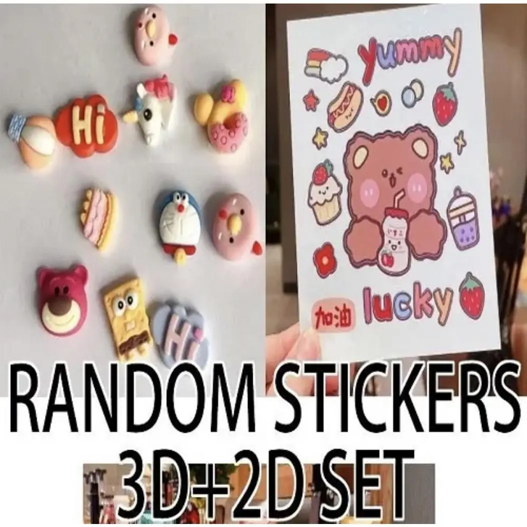 3D bottle stickers for DIY tumbler Cartoon Sticker 4pcs/Set Pocket Sticker Set Transparent PET Cartoon Waterproof Sticker