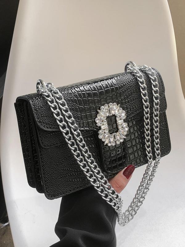 Women's Fashionable Crocodile Embossed Crossbody Bag, Casual Versatile Shoulder Bag for Daily Used, Trendy All-match Commuter Bag 2