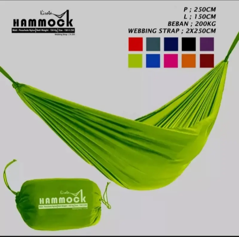 Hammock Single Size 250x150 cm Full Bartex - Ayunan Gantung Dewasa Besar COD - Hamock Tebal Murah - Kasur Tempat Tidur Gantung Camping Outdoor - hamok - hemok - hanmock - Hamuk 2