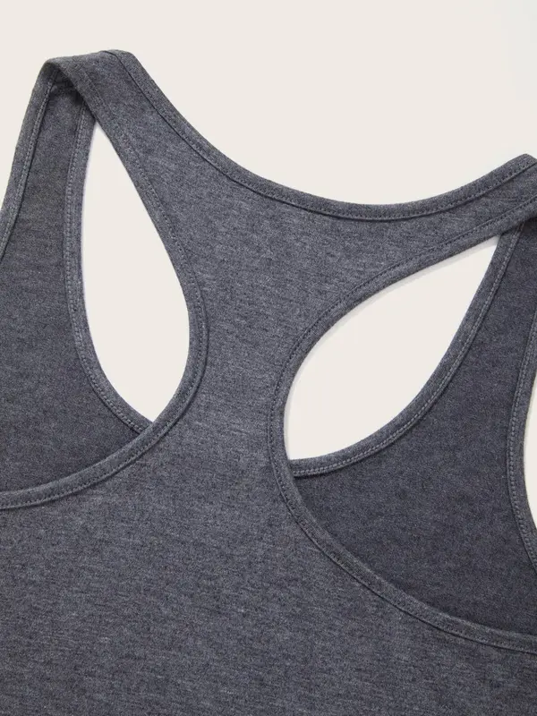 Women's Solid Round Neck Sports Vest, Breathable Comfortable Quick Drying Racer Back Tank Top for Gym Workout, Ladies Sportswear for Summer Yoga Workout 3