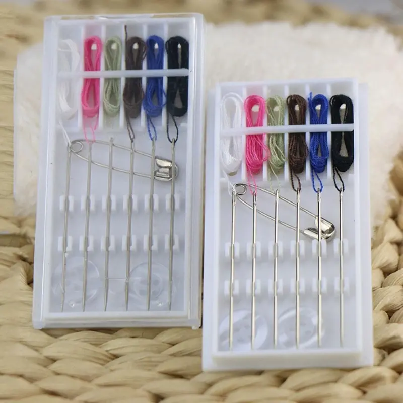 Disposable Sewing Needle & Thread Kit, 1 Set/Box Portable Multifunctional Sewing Needle & Thread Set, Sewing Tool Kit for Home & Travel [Random Color Thread] 2