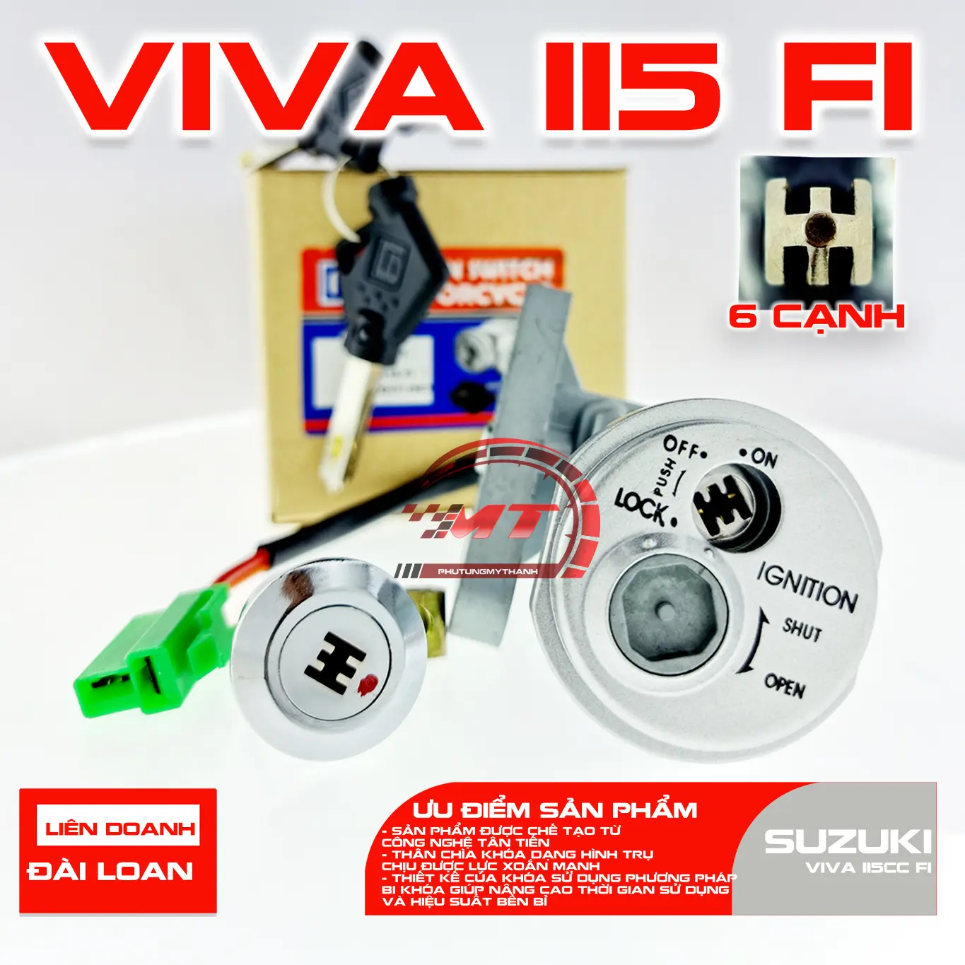Ổ khóa 6 cạnh xe Suzuki Viva FI 115cc chống trộm hiệu quả Phụ Tùng Phụ Kiện