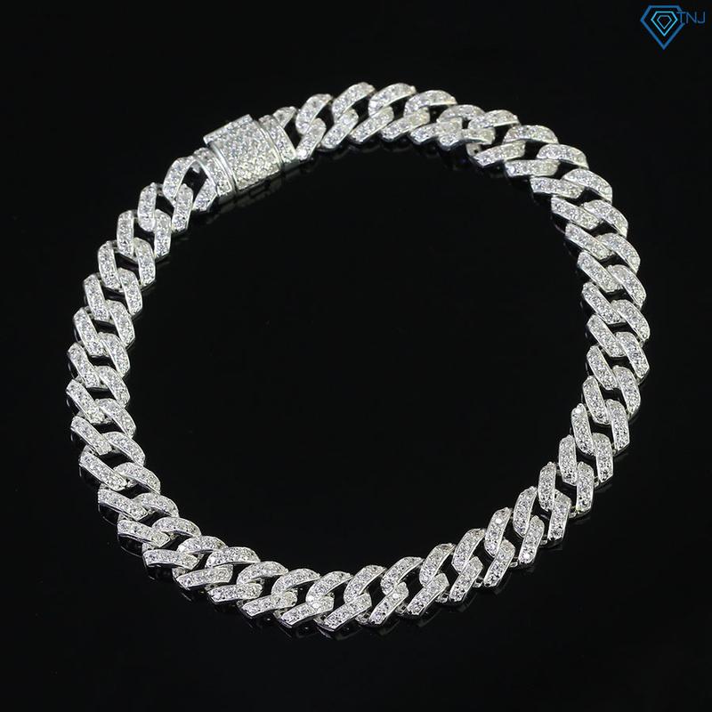 Lắc tay bạc nam cuban bản 6mm đính đá LTA0118 - Trang Sức TNJ
