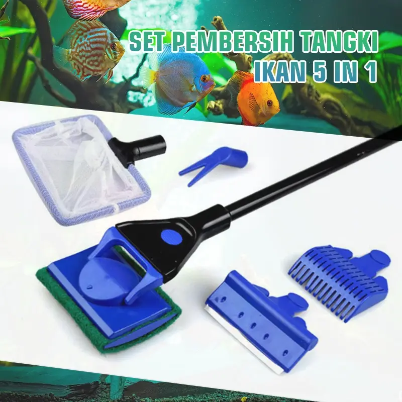 Alat Pembersih Aquarium Cleaning Set 5 in 1 Tongkat Cleaner Sand Scraper Aquascape 5 in 1