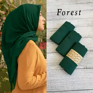 HIJAB VOAL SEGI EMPAT POLOS HIJAU BOTOL Muslimat Katun Nyaman Square Tebal