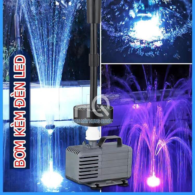 Bơm chìm đài phun nước mini tiểu cảnh sân vườn có đèn Led màu nhiều chế độ vòi phun tạo mưa hình sen hình nấm ô dù