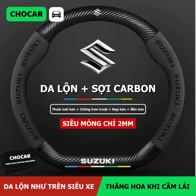 [SUZUKI] Bọc Vô Lăng Suzuki Da Lộn Sợi Carbon; Bọc Vô Lăng Ô Tô Suzuki XL7, Ertiga, Swift