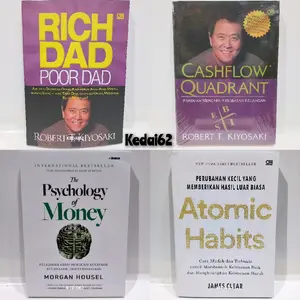 PAKET ISI 4 BUKU RICH DAD POOR DAD + ATOMIC HABITS + THE PSYCHOLOGY OF MONEY + CASHFLOW QUADRANT Soft Cover