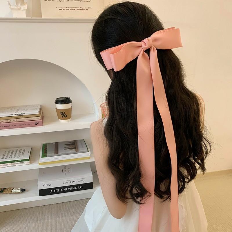 Product Introduction of Princess Large Bow Hair Clip Long Ribbon Spring Clip Headband Hair Accessories for Wedding Christmas Party 15
