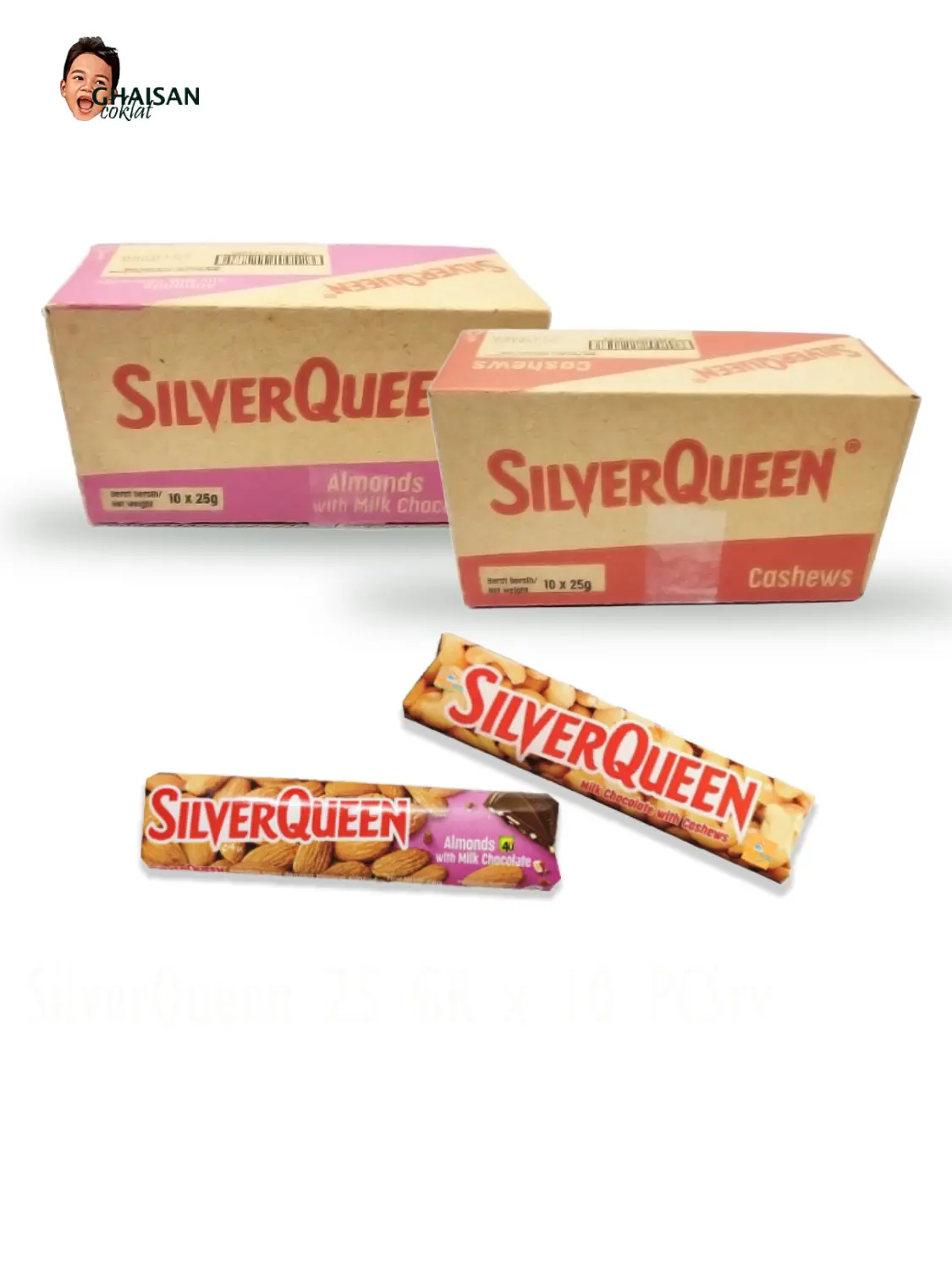 Silverqueen 22g 1 Box isi 10 pcs almond chocolate cokelat mete Food Snacks