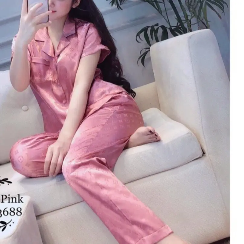 Đồ Pijama tay ngắn quần dài lụa xước mac sam Nữ