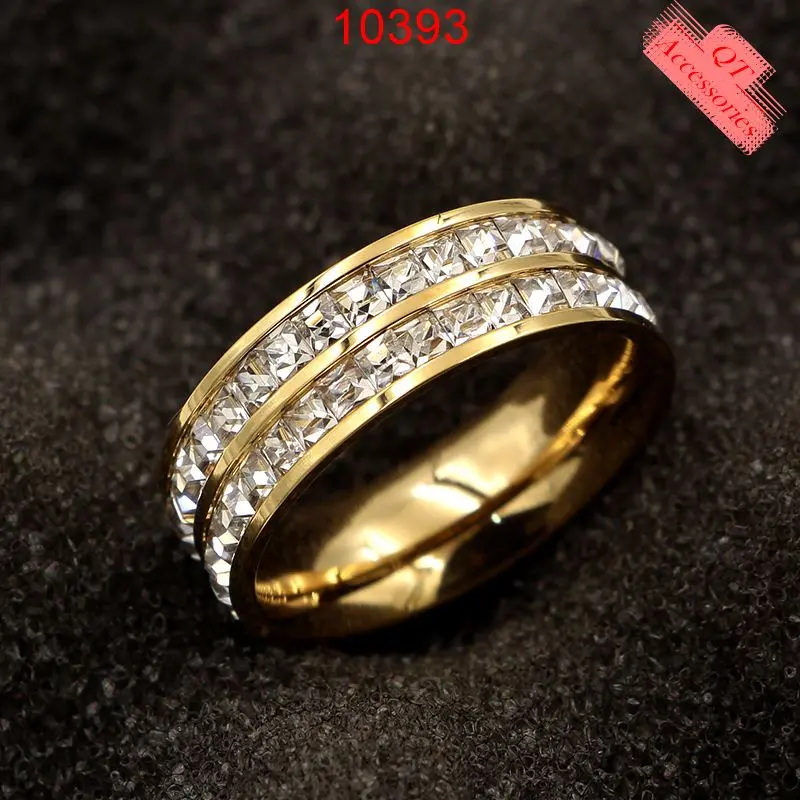 10393 - Nhẫn titan mạ vàng 99k hai hàng đá 2