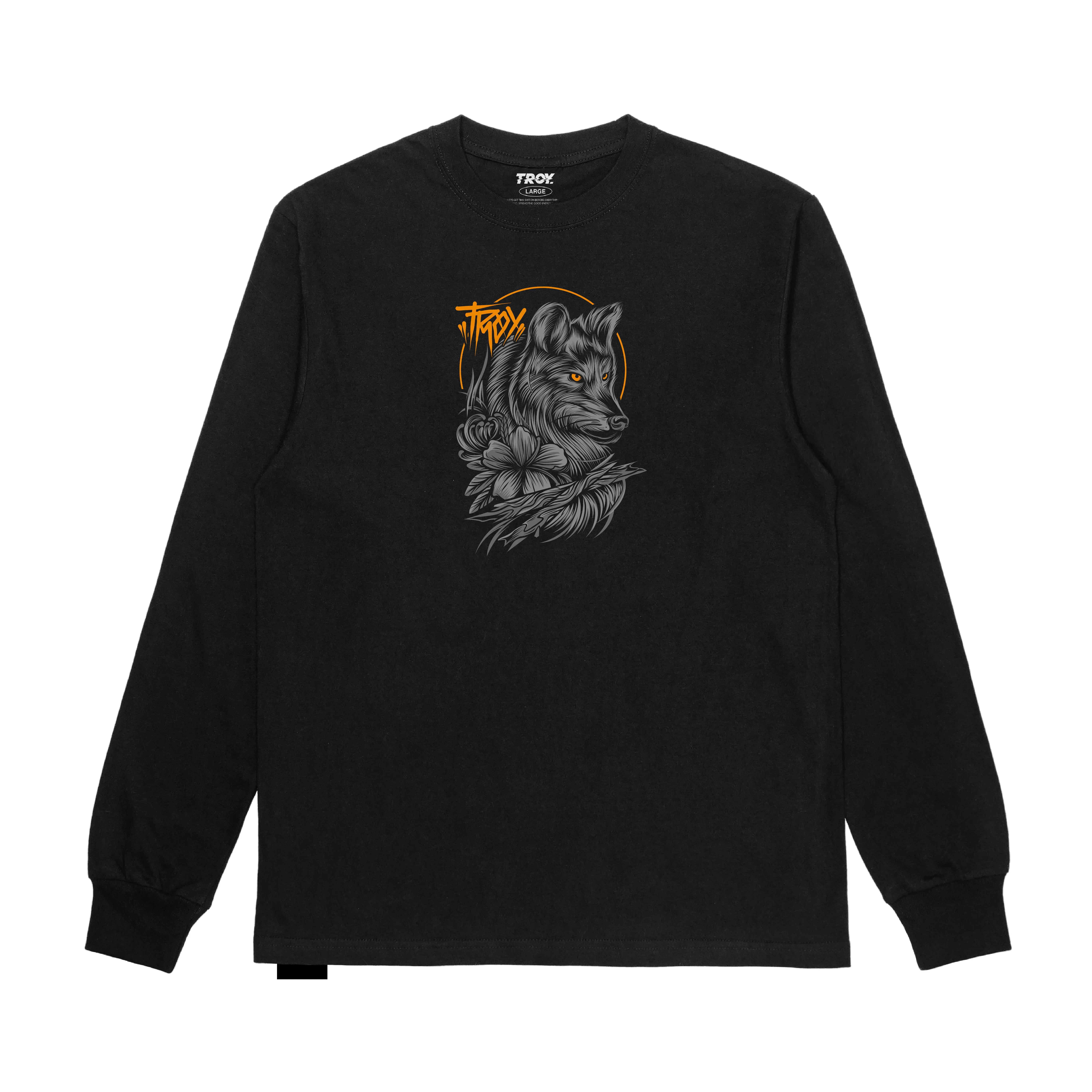 Troy Company T-Shirt Longsleeve Black Kaos Lengan Panjang Hitam Flower Wolf LS 1966