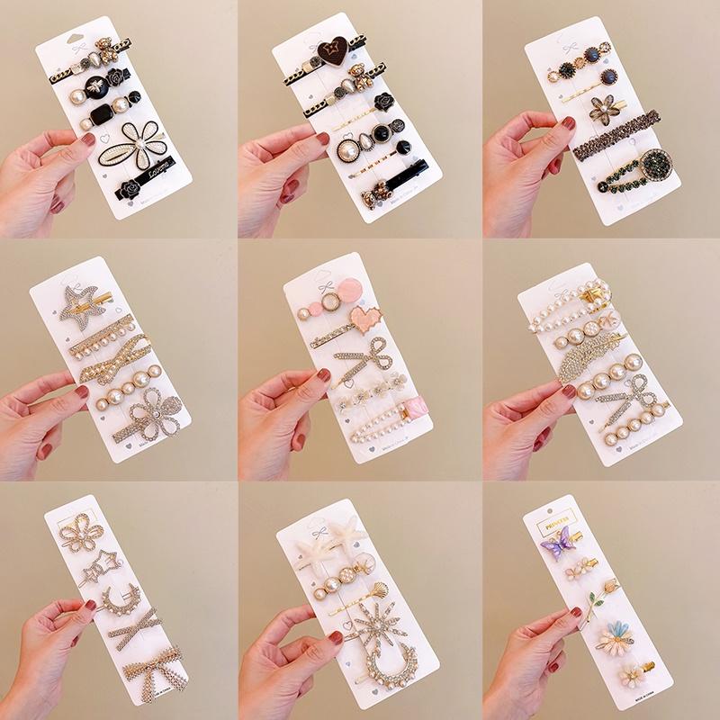 Bộ Kẹp Tóc Lông Vũ Ngọc Trai, 6 Cái / bộ, Dành Cho Nữ, Kẹp Bên Hông, Phong Cách Hàn Quốc, Thanh Lịch Và Thanh Lịch, Kẹp Tóc Kim Loại, Kiểu Kẹp Tóc Càng Cua