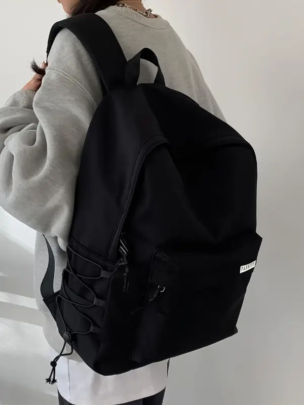 Unisex Casual Backpack with Zipper, Large Capacity Durable Schoolbag with Built-in Organizer, Simple Style Trendy Backpack for School & Travel 6