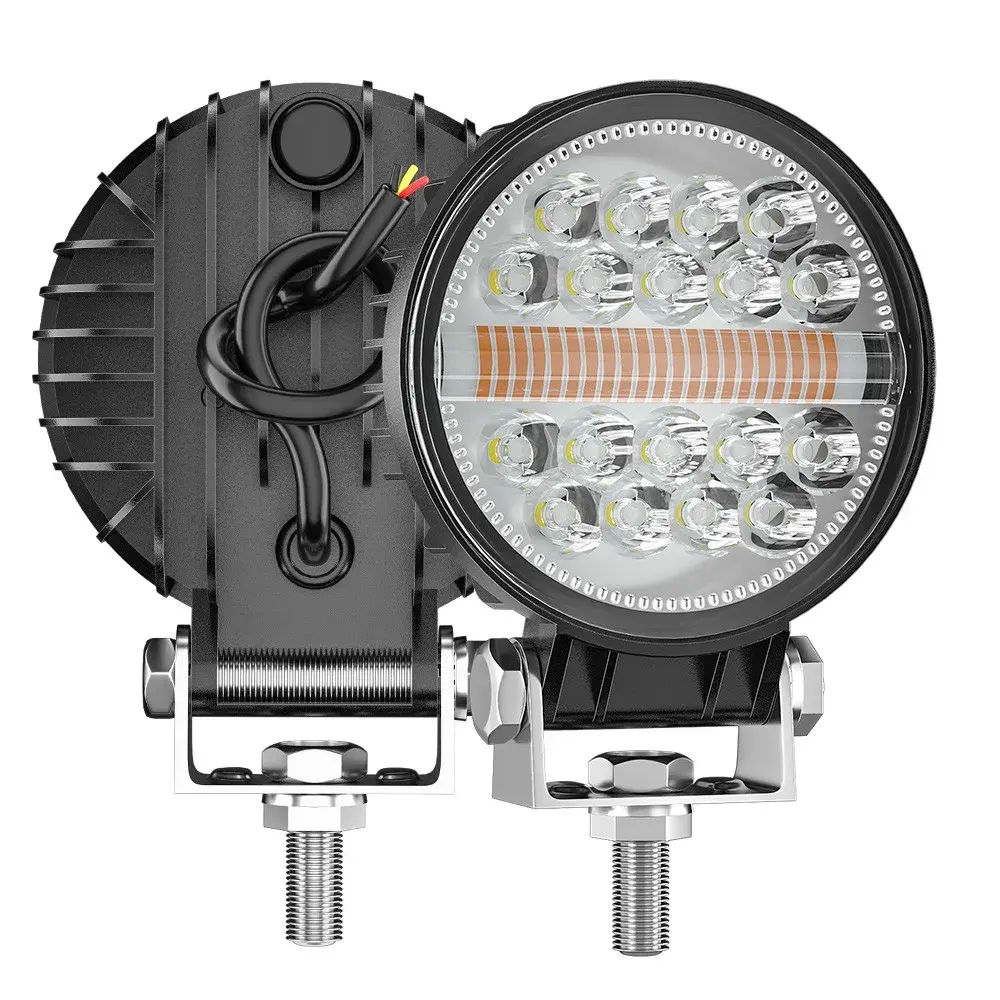 Lampu Sorot Tembak Mobil LED Floodlight 2in1 Color IP67 96W LED34 Pencahayaan Kuat 12000 Lumens 34 Chip LED Cool White & Kuning Tahan Air