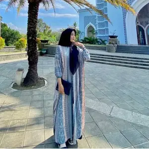 Pameela Kaftan Wanita Jumbo Maksi - Kaftan Simple Elegan Motif Batik Abstrak Soft Color Busui Lengan Panjang Rayon Premium