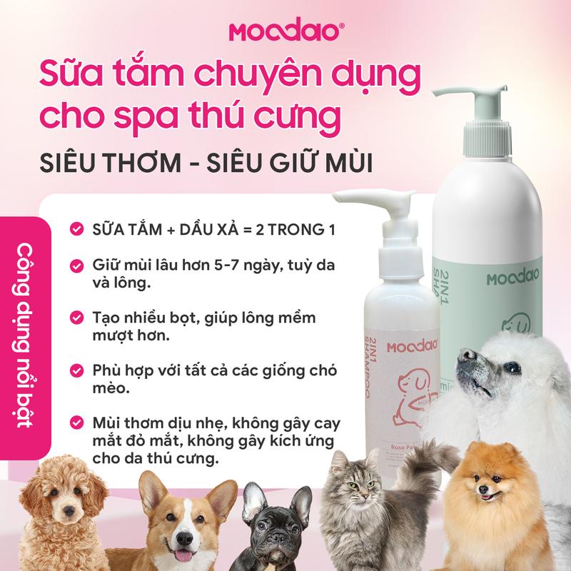 Sữa tắm chuyên dụng spa thú cưng Moodao gội xả 2in1 siêu thơm siêu giữ mùi cho chó mèo