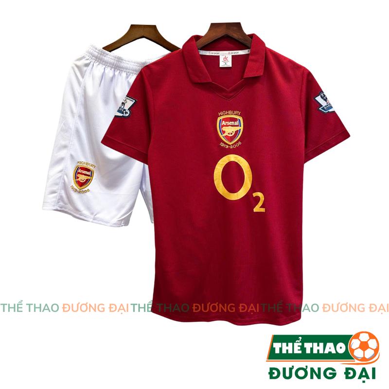 Quần Áo Bóng Đá Arsenan Đỏ Đô Cổ Bẻ Retro 2006 Thun Mè Cao Cấp Thể Thao Đương Đại