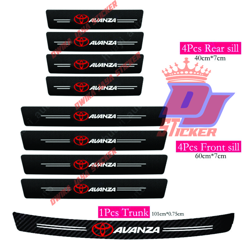 9pcs stiker serat karbon mobil toyota avanza terbaru 1