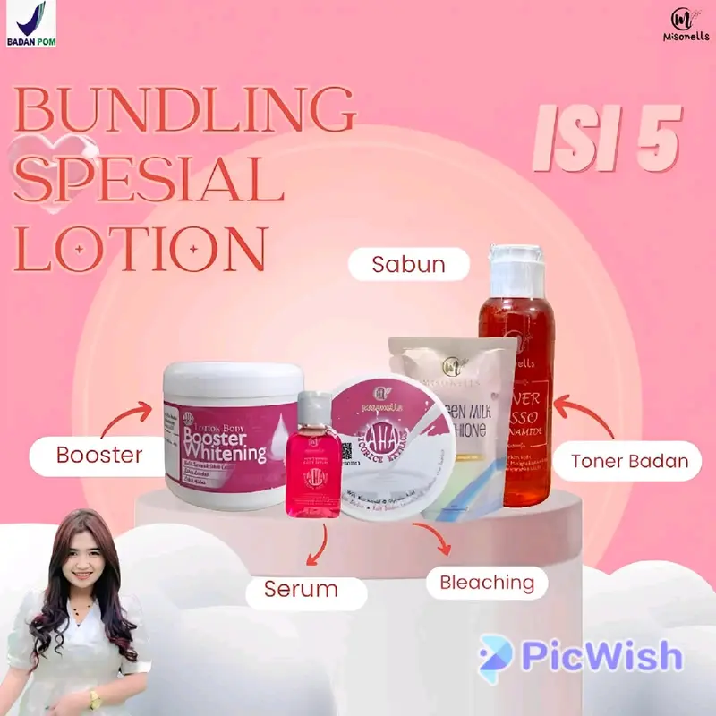 Bundle Isi 5 Misonells Hb booster 250gr & Bleaching Licorice+Aha Bodyserum 1