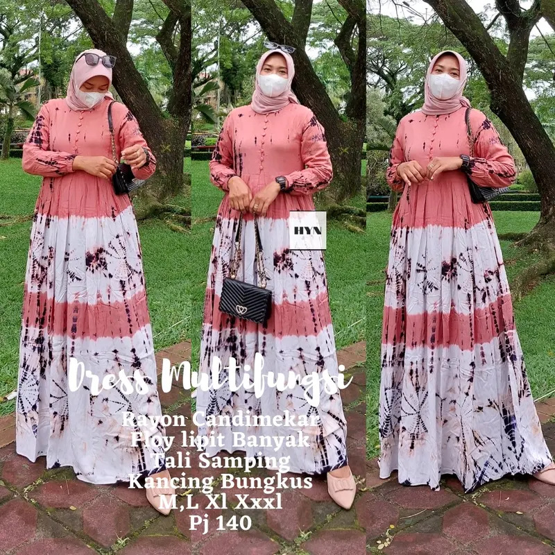 GAMIS SYARI TWILL RAYON CANDIMEKAR Bunga Dress Muslim  Motif  Cantik Kancing Kain Karet 4