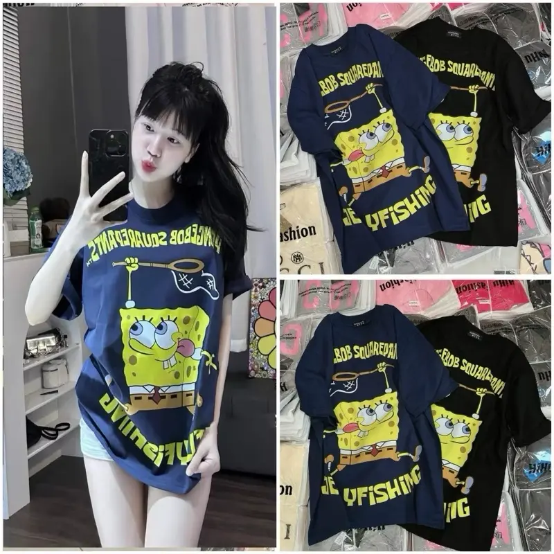 ÁO PHÔNG IN HÌNH BỌT BIỂN CUTE chất cotton phom rộng cổ bo có sai cho cả nam và nữ Top Women Unisex 3