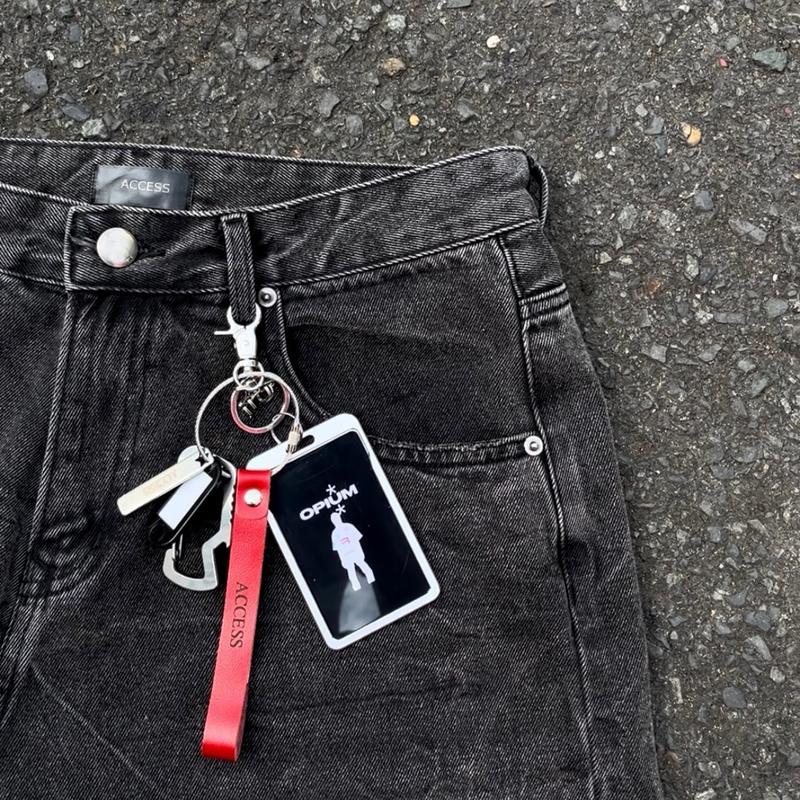 Móc khoá keychain Access da bò card holder kim loại Opium Keychain 7