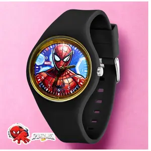 【Nyaman】Jam Tangan Anak Laki-Laki Spiderman dengan Desain Kartun Keren, Tali Silikon Nyaman Dipakai